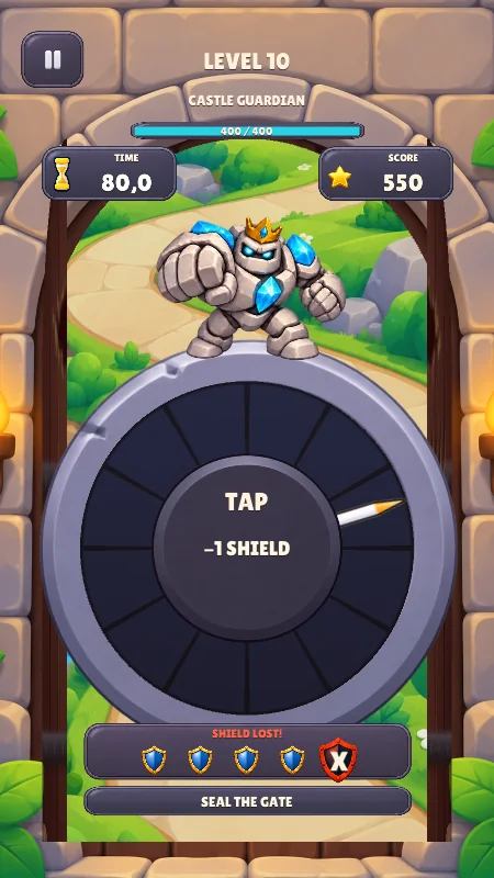 Spin Lock boss fight: the guardian hits you and you lose a shield